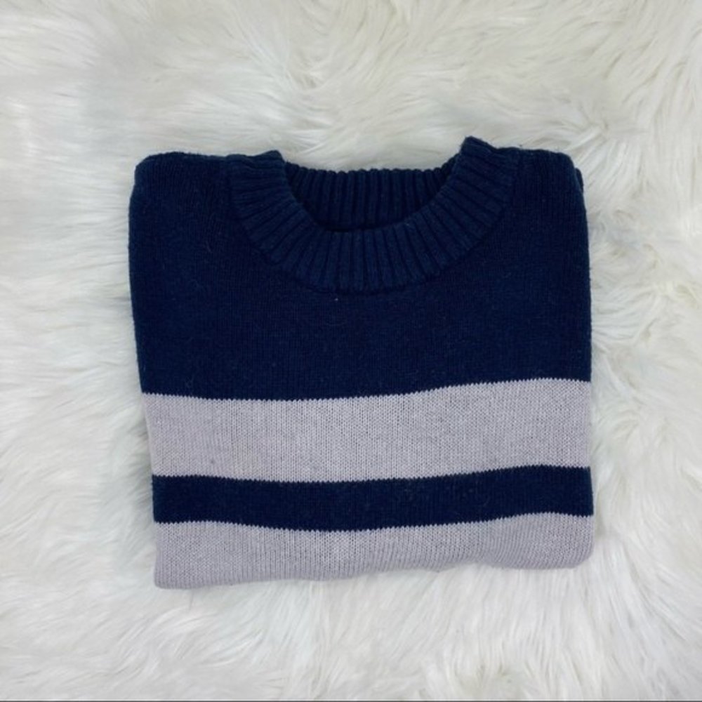 American Eagle Navy Blue and Gray Striped Sweater